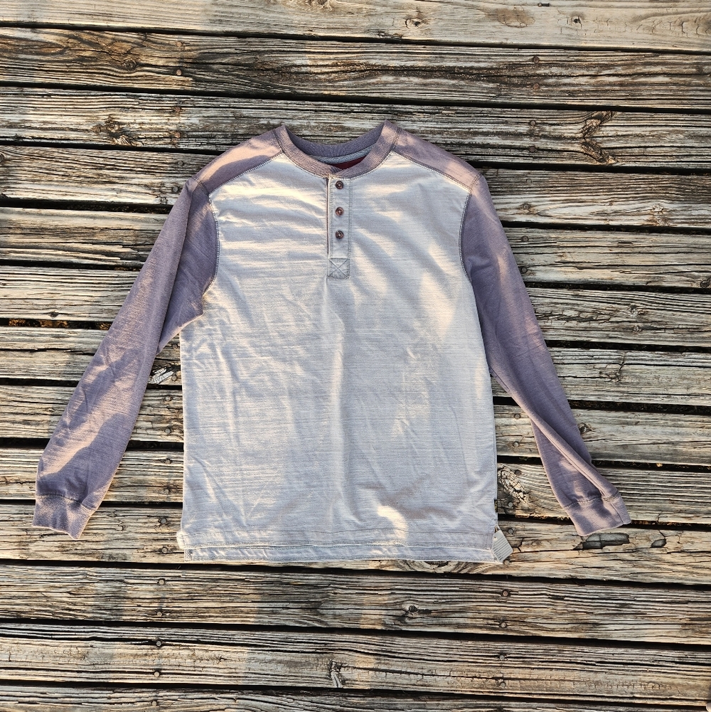 Stanley Men's Gray Henley Button Down Casual Shirt Medium 12211